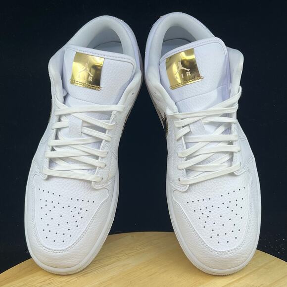 Nike Air Jordan 1 Low Se White-Metallic Gold-White Womens Sz 11.5 [CZ4776-100] - Picture 8 of 10